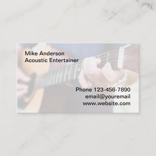 Carte De Visite Animateur Et Enseignant Acoustique De Guitare (Devant)