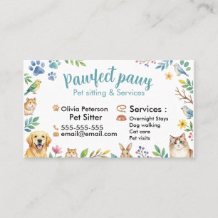 Carte De Visite Animaux aquarelle mignons - Garde d'animaux person
