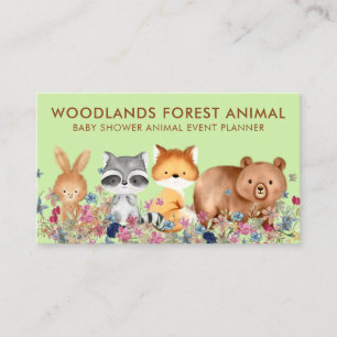Carte De Visite Animaux Bébé ours Fox Raccoon lapin vert