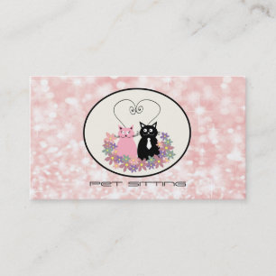 Carte De Visite Animaux de compagnie assis drôle chats fleuris gli