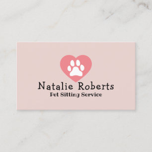 Carte De Visite Animaux de compagnie Assis mignon Coeur Paw Logo R