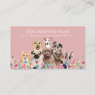 Carte De Visite Animaux de compagnie marcheur chien soins rose