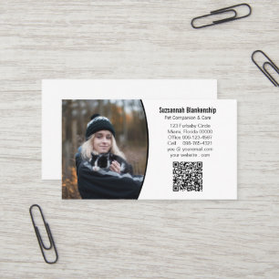 Carte De Visite Animaux de compagnie noir blanc personnalisé QR Co