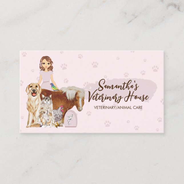 Carte De Visite Animaux de compagnie Sitter vétérinaire chien chat (Devant)