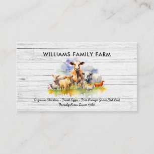 Carte De Visite Animaux de ferme Cochon de porc poulet Aquarelle
