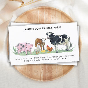 Carte De Visite Animaux de ferme Cow Cog Chicken Duck QR Code