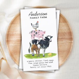 Carte De Visite Animaux de ferme Cow Cog Poulet Pays QR Code