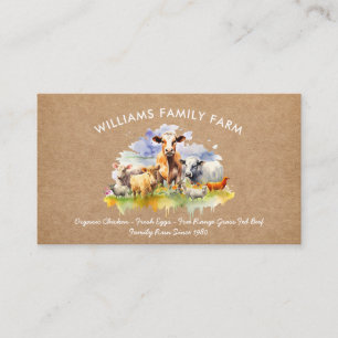 Carte De Visite Animaux de ferme rustiques Cow Cog Poulet Aquarell