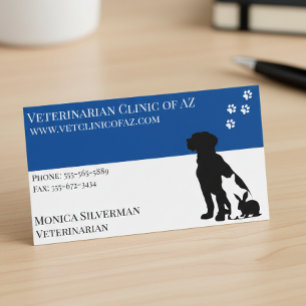 Carte De Visite Animaux domestiques Vétérinaires Paw Black Grey Bl