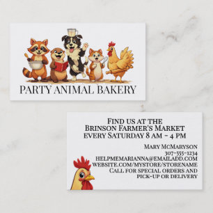 Carte De Visite Animaux mignons faisant de la pâtisserie boulanger