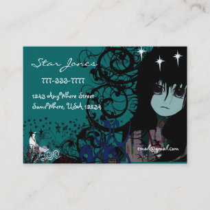Carte De Visite Anime Girls Moon Cloud Stars