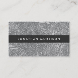 CARTE DE VISITE ANNEAUX DE BOIS GRIS MODERNES, MOTIF BOIS