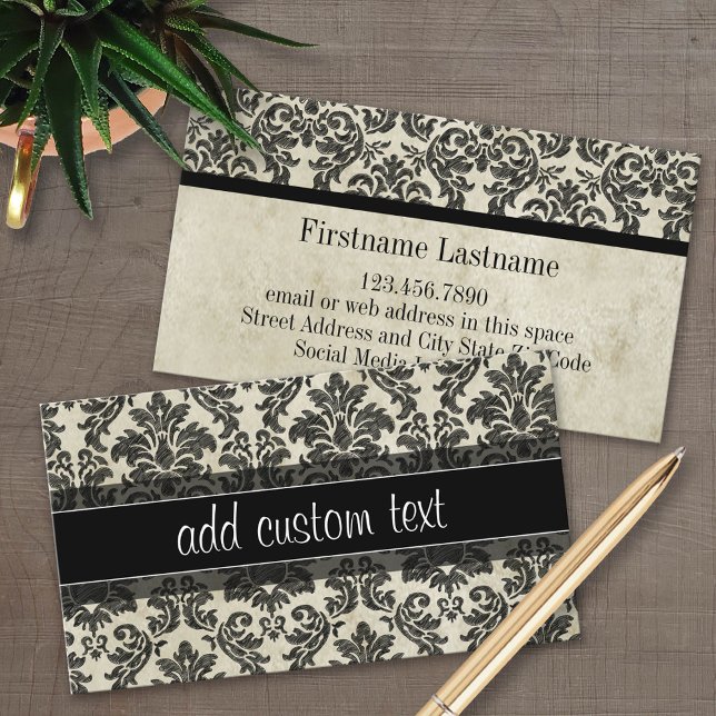 Carte De Visite Anniversaire du Mariage Goth Black Lace et Parchem (Custom Business Card)