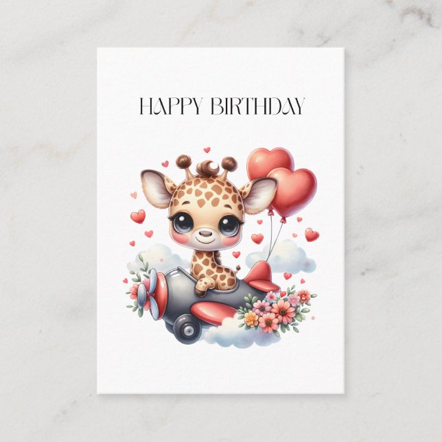 Carte De Visite Anniversaire Pilote Girafe (Devant)