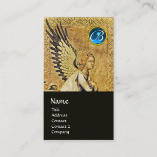 Carte De Visite ANNONCE ANGEL MONOGRAM, Blue Sapphire Gold