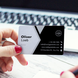 Carte De Visite Annonce immobilière simple en noir et blanc modern