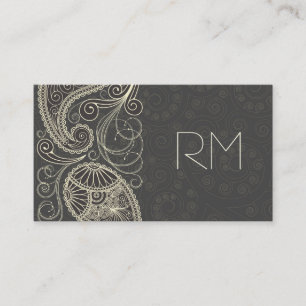 Carte De Visite Antique Blanc Paisley Sur Motif gris foncé Design