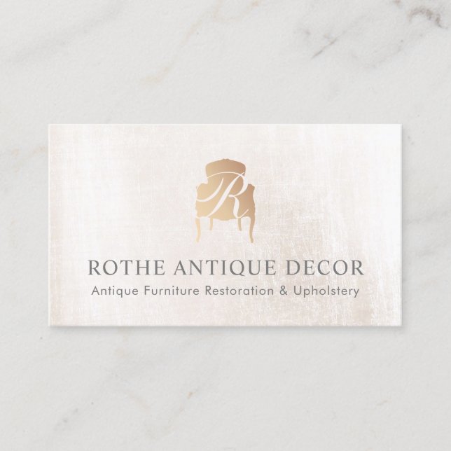 Carte De Visite Antique Chaise Française Gold Monogramme Logo (Devant)