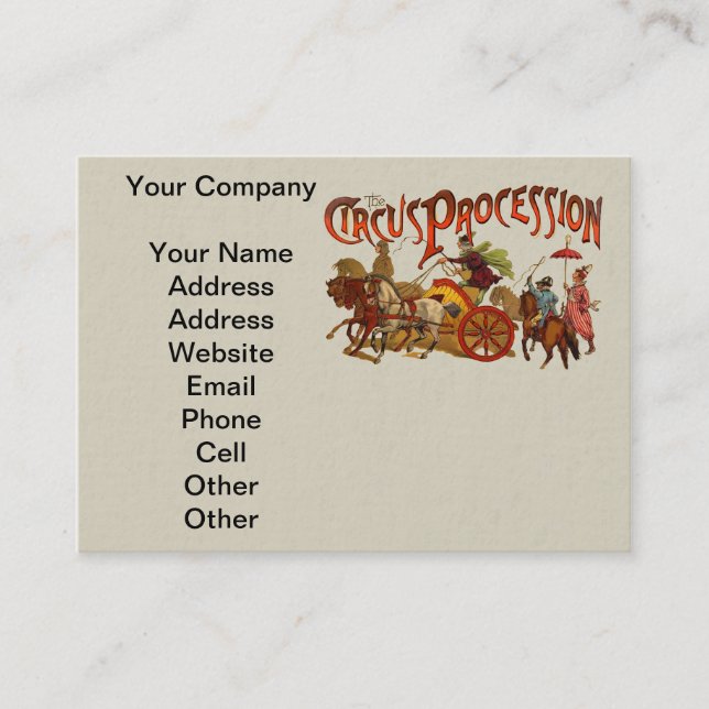 Carte De Visite Antique Cirque Parade Clowns Chevaux (Devant)