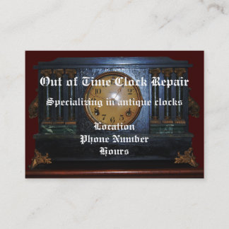 Carte de visite antique de réparation d'horloge