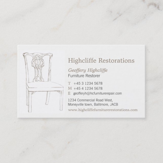 Carte de visite antique de restaurations de chaise (Devant)