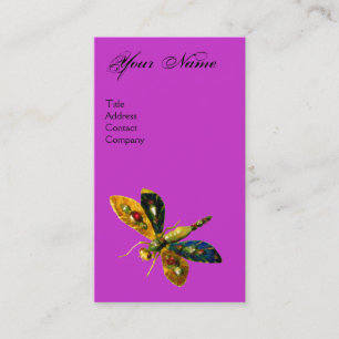 Carte De Visite ANTIQUE DRAGONFLY JEWEL MONOGRAMME Noir Pourpre