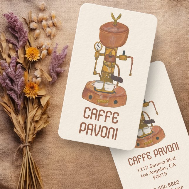 Carte De Visite Antique Espresso Machine Café Café Aquarelle (Antique Espresso Machine Cafe Coffee Watercolor Business Card
)