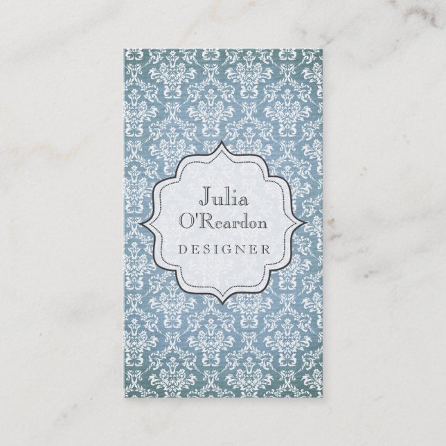 Carte de visite antique grunge bleu de concepteur (Devant)