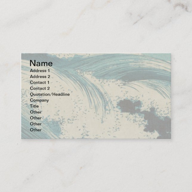 Carte De Visite Antique Japonais Bleu Vagues Océan Imprimer (Devant)