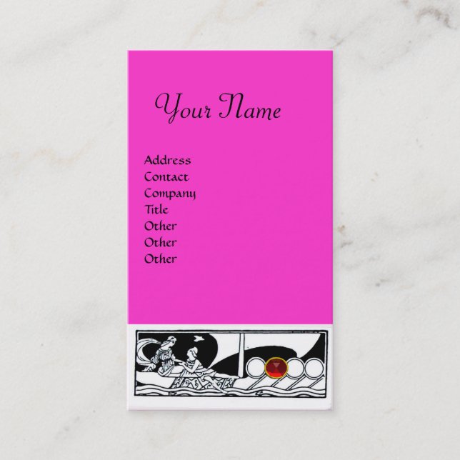 Carte De Visite ANTIQUE NAVIRE Voyage en mer Ruby rose noir blanc (Devant)