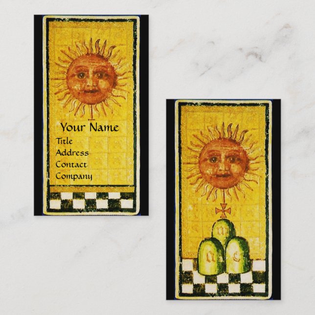 Carte De Visite ANTIQUE RENAISSANCE TAROTS 19 /LE papier perle SUN (Devant / Derrière)