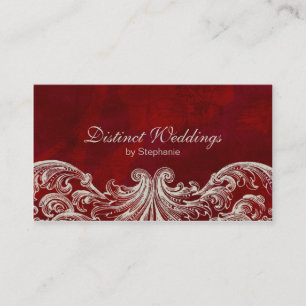 carte de visite Antique Rose Wedding planner Rouge