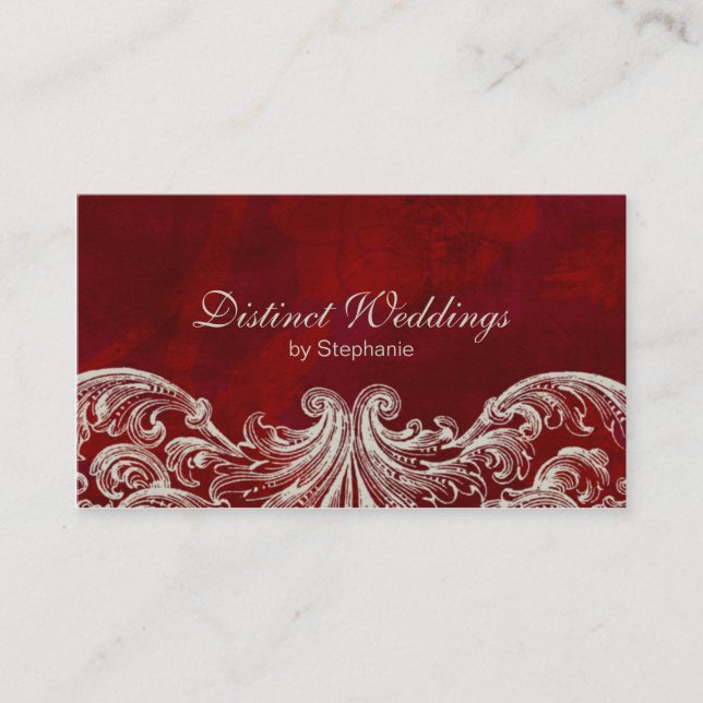 carte de visite Antique Rose Wedding planner Rouge (Devant)