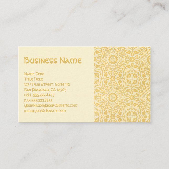 Carte De Visite Antique Victorienne William Morris Fleurs Floral (Devant)