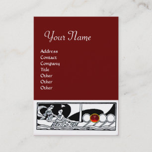 Carte De Visite ANTIQUE Voyage en mer, Ruby Rouge Noir Blanc