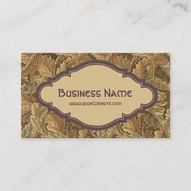 Carte De Visite Antique William Morris Feuilles d'Automne Acanthe (Devant)