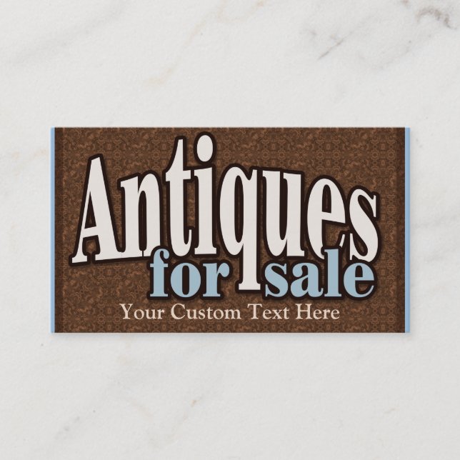 Carte De Visite Antiquités à vendre. Objet de collection. (Devant)