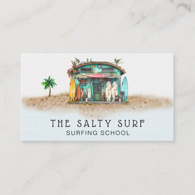 Carte De Visite *~* AP13 6 Plage Whimsical Surf Plage Côtière Mer (Devant)