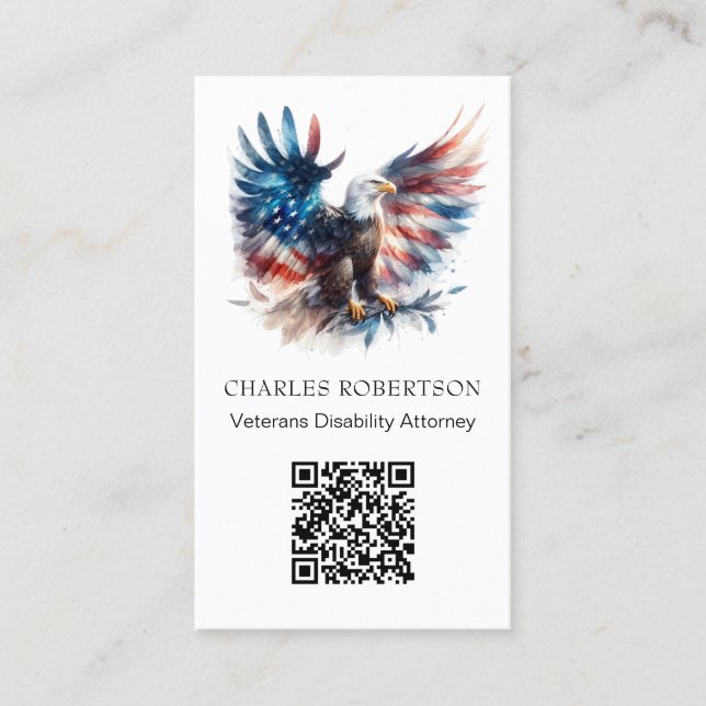 Carte De Visite *~* AP16 - QR Photo American Flag Bald Eagle (Devant)