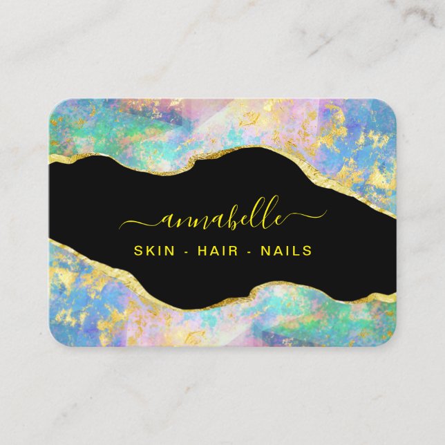 Carte De Visite *~* AP26 OPAL Rainbow QR Gold Parties scintillant  (Devant)