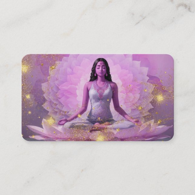 Carte De Visite *~* AP32 Lavender rose Lotus Femme QR Mandala (Devant)