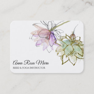 Carte De Visite *~* AP32 Lotus rose LOGO Fleur Zen QR Yoga