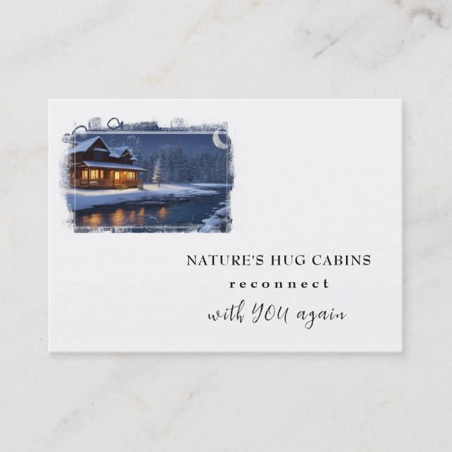 Carte De Visite *~* AP49 Cabine rustique QR Stream Snowy Night (Devant)