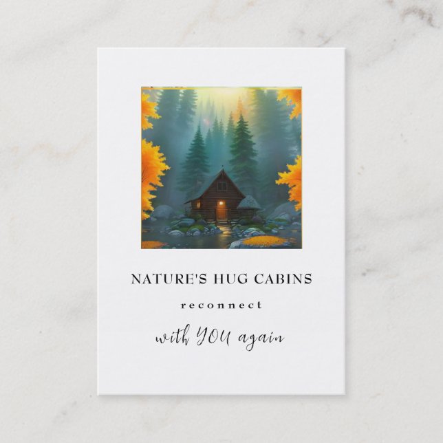 Carte De Visite *~* AP49 Chalet Cabine rustique QR LOGO Pins d'aut (Devant)