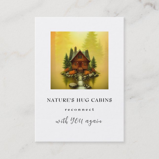 Carte De Visite *~* AP49 Rustique Cabine chalet QR LOGO Automne Go (Devant)