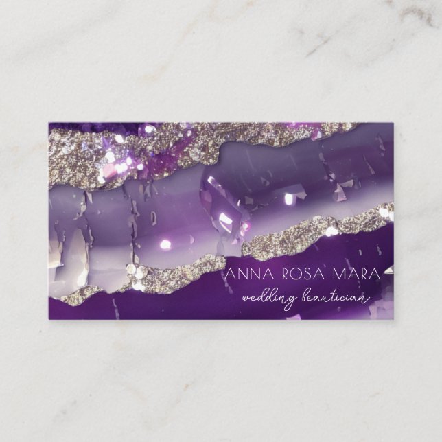 Carte De Visite *~* AP66 Glam QR Agate Purple Silver Parties scint (Devant)