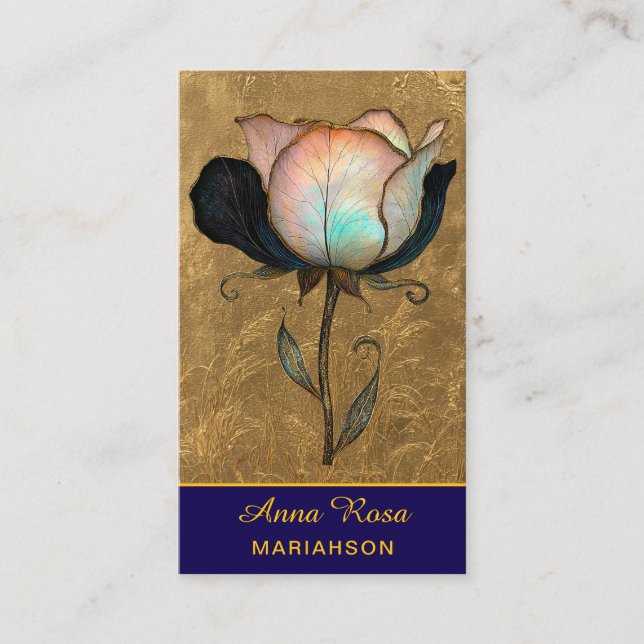Carte De Visite *~* AP98 Elegant Flower Gold 12  Rich  QR Floral  (Devant)