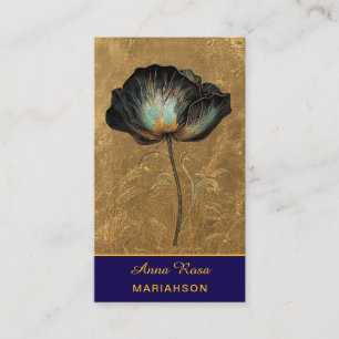 Carte De Visite *~* AP98 Élégante Fleur Or 14 Vintage QR