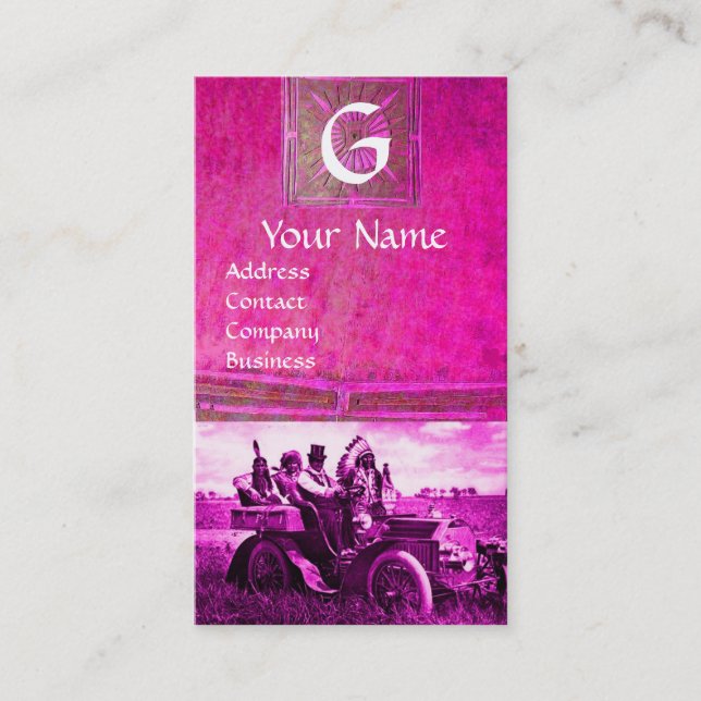 CARTE DE VISITE APACHES ET GERONIMO CONDUISANT UNE VOITURE À MOTEU (Devant)