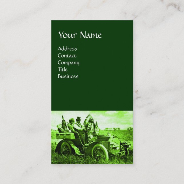 CARTE DE VISITE APACHES ET GERONIMO CONDUISANT UNE VOITURE À MOTEU (Devant)